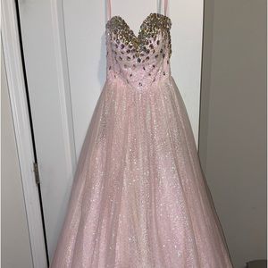 Pink strapless ball gown dress